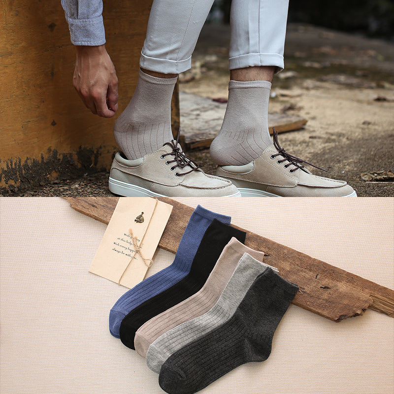 CALORA_ Comfortabele Katoenen Mid-Kalf Sokken voor Heren - Zweetabsorberend en Ademend in Effen Kleuren - Set van 10 Paar voor Herfst/Winter