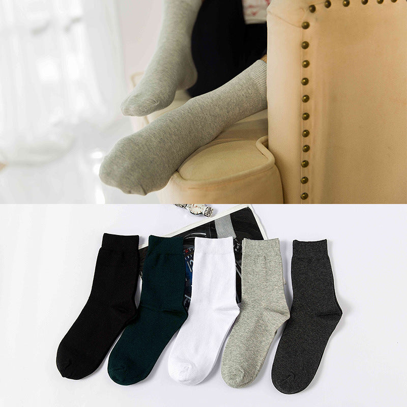 CALORA_ Comfortabele Katoenen Mid-Kalf Sokken voor Heren - Zweetabsorberend en Ademend in Effen Kleuren - Set van 10 Paar voor Herfst/Winter