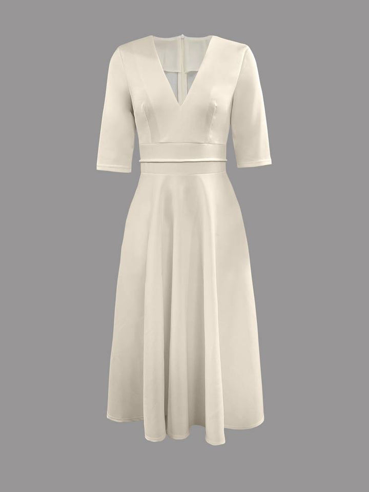 CALORA_ Fundira | Retro 60s A-lijn Maxi Swing Jurk