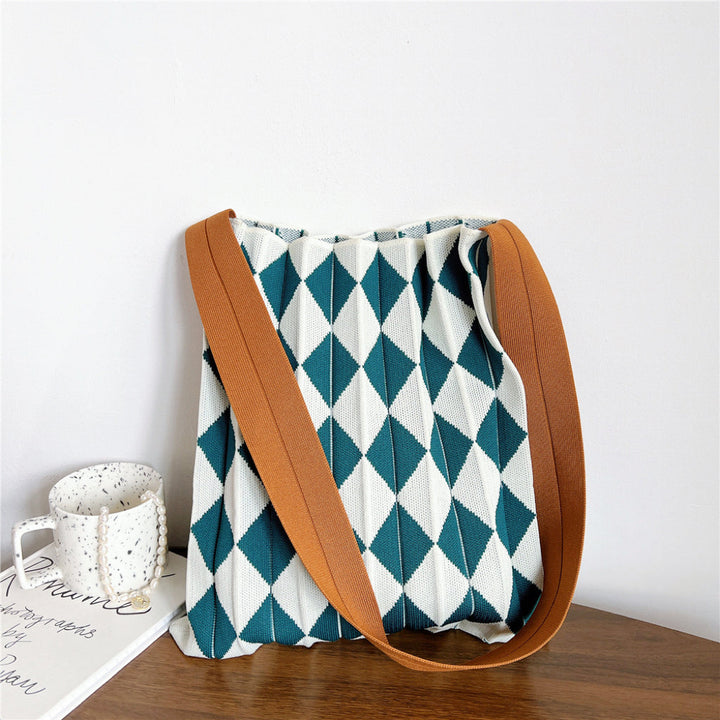 Opvouwbare Argyle Gebreide Tote Bag