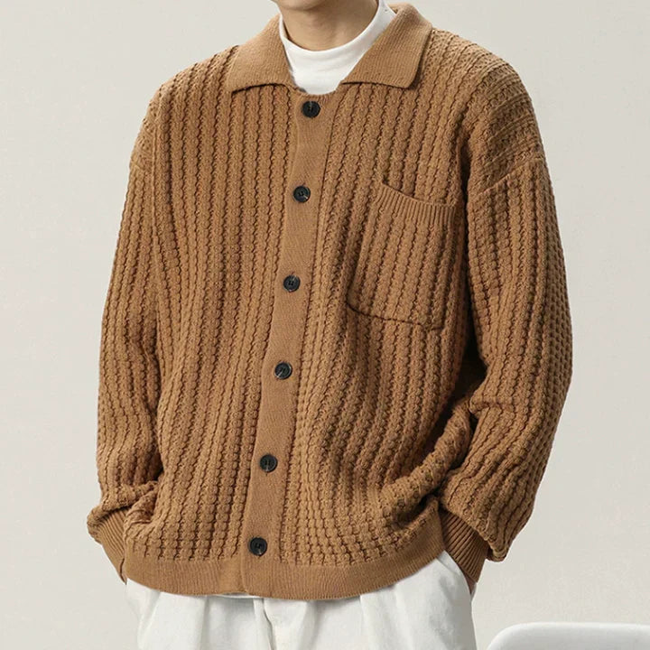 CALORA_ Oversized gebreid vest met kraag en kopen