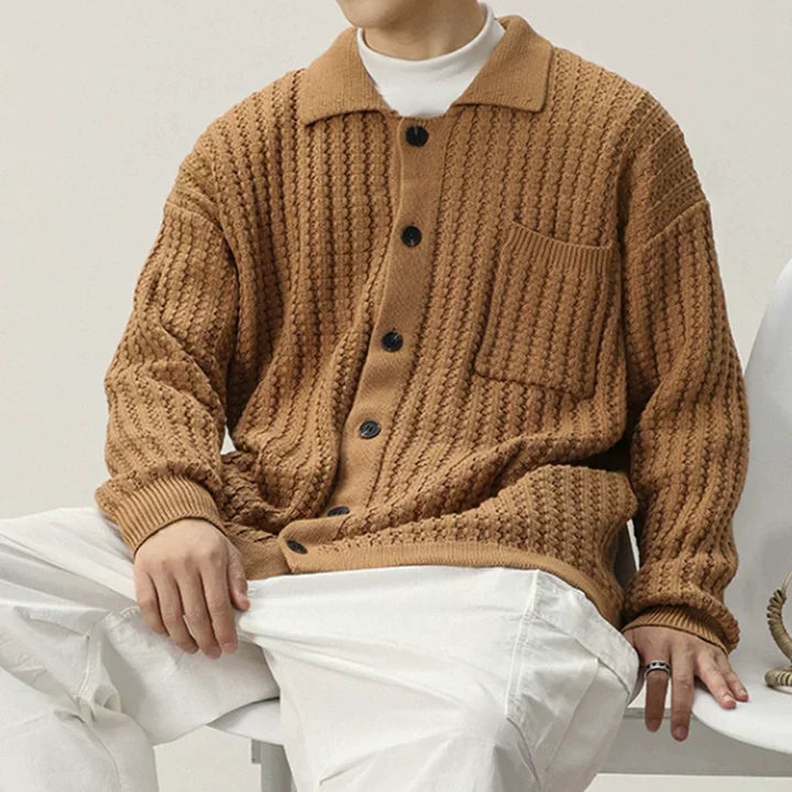 CALORA_ Oversized gebreid vest met kraag en kopen