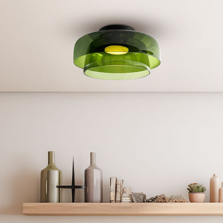 CALORA_ Middeleeuwse Flush Mount Glazen Plafondlamp - D42 x H11cm, D40 x H18cm, D42 x H26cm