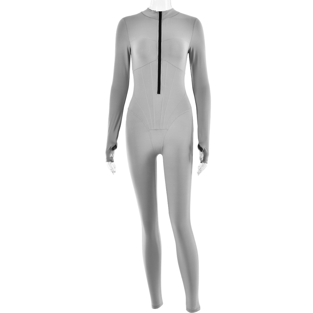 Strakke sport jumpsuit met ritssluiting