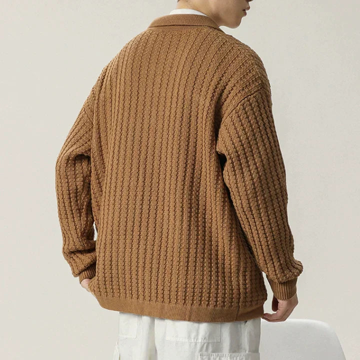 CALORA_ Oversized gebreid vest met kraag en kopen