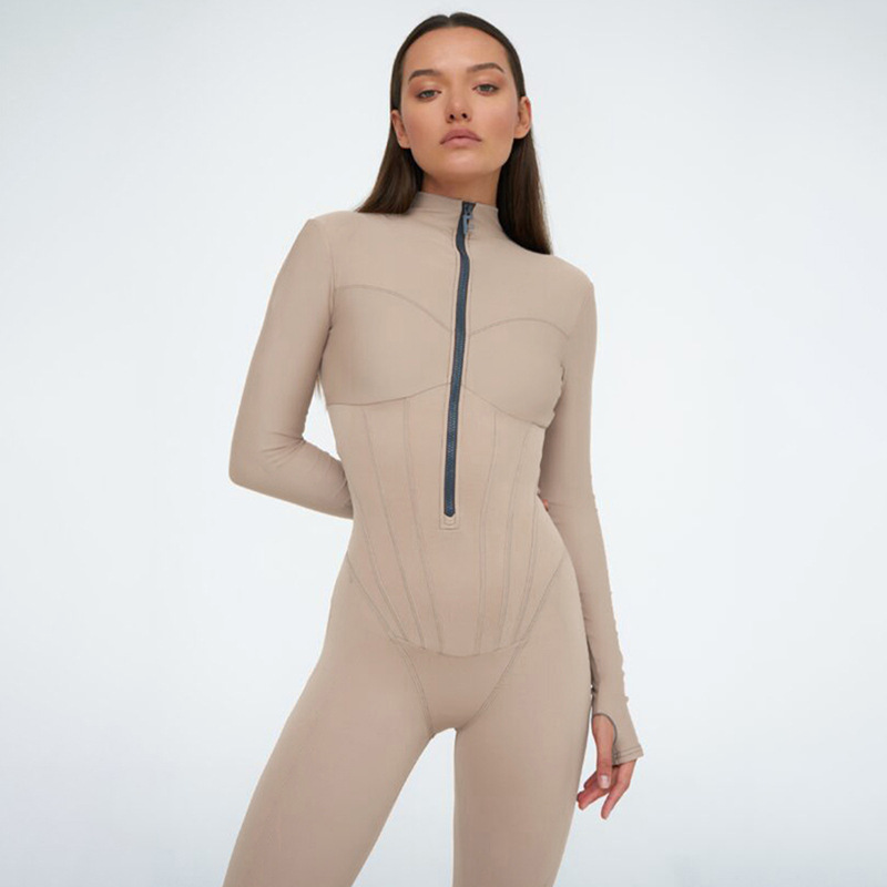 Strakke sport jumpsuit met ritssluiting