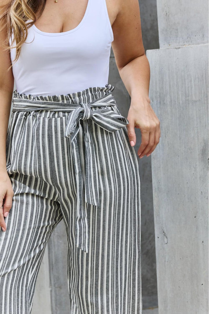 Gestreepte Culotte broek met paperbag taille