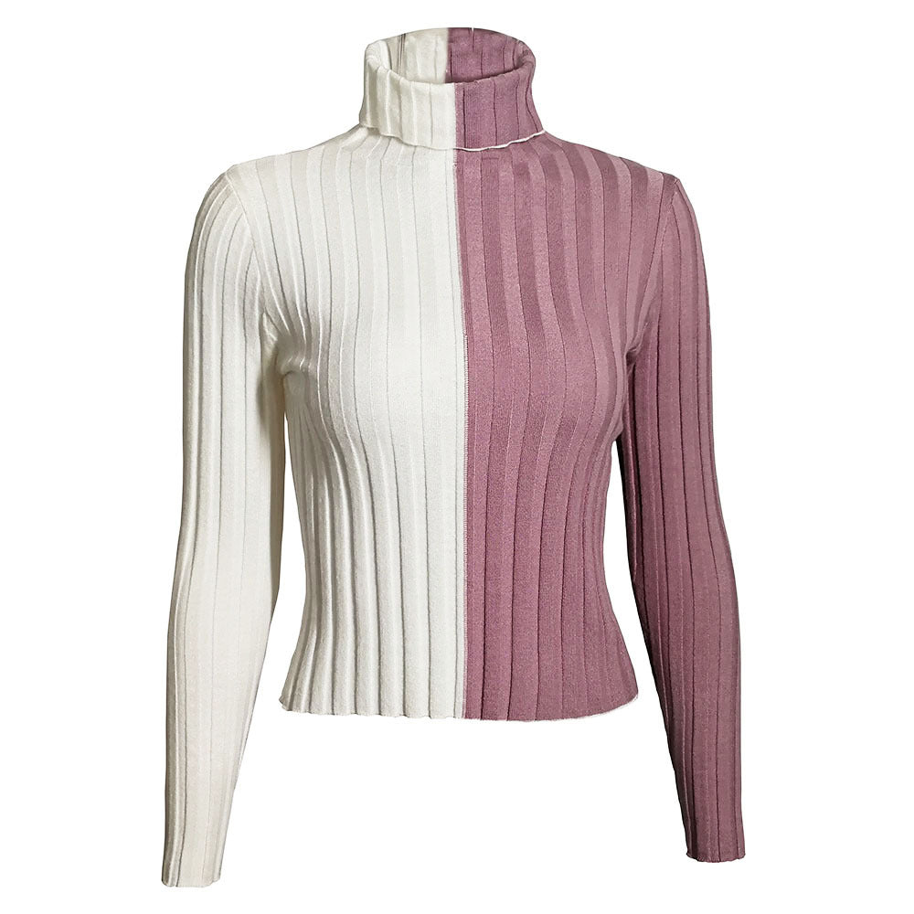 CALORA_ Coltrui met Lange Mouwen en Stiksels - Roze Wit