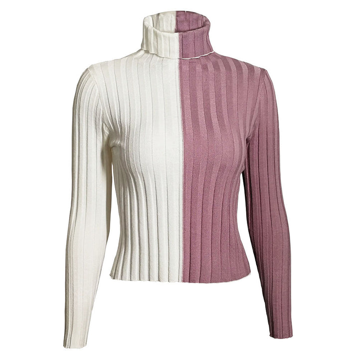 CALORA_ Coltrui met Lange Mouwen en Stiksels - Roze Wit