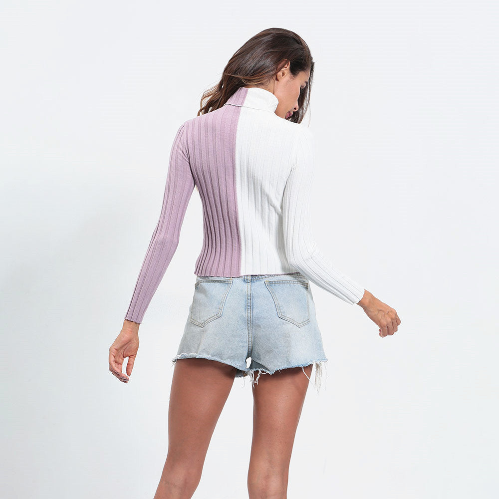 CALORA_ Coltrui met Lange Mouwen en Stiksels - Roze Wit