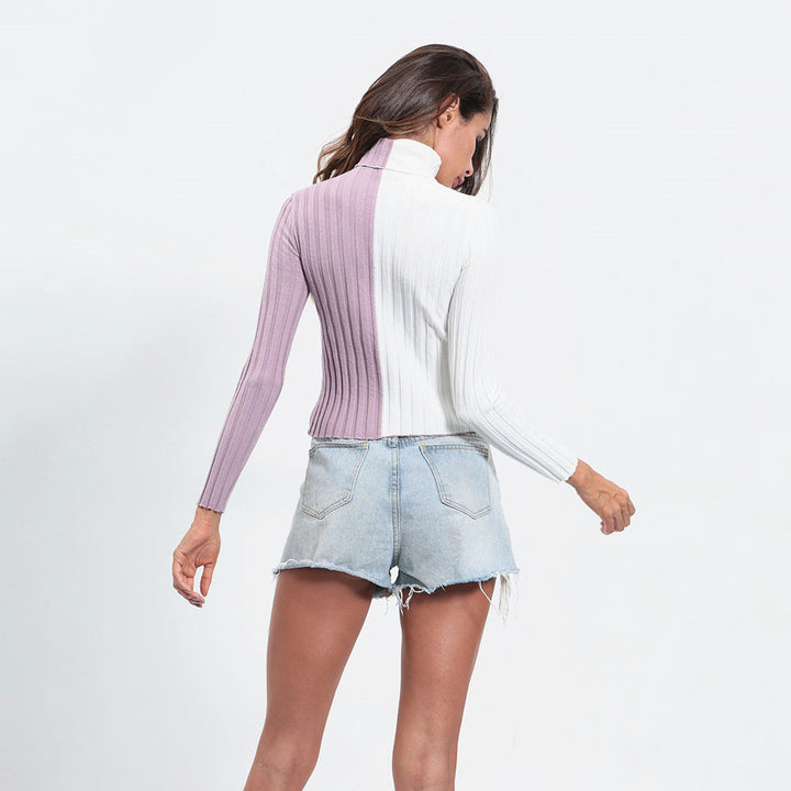 CALORA_ Coltrui met Lange Mouwen en Stiksels - Roze Wit