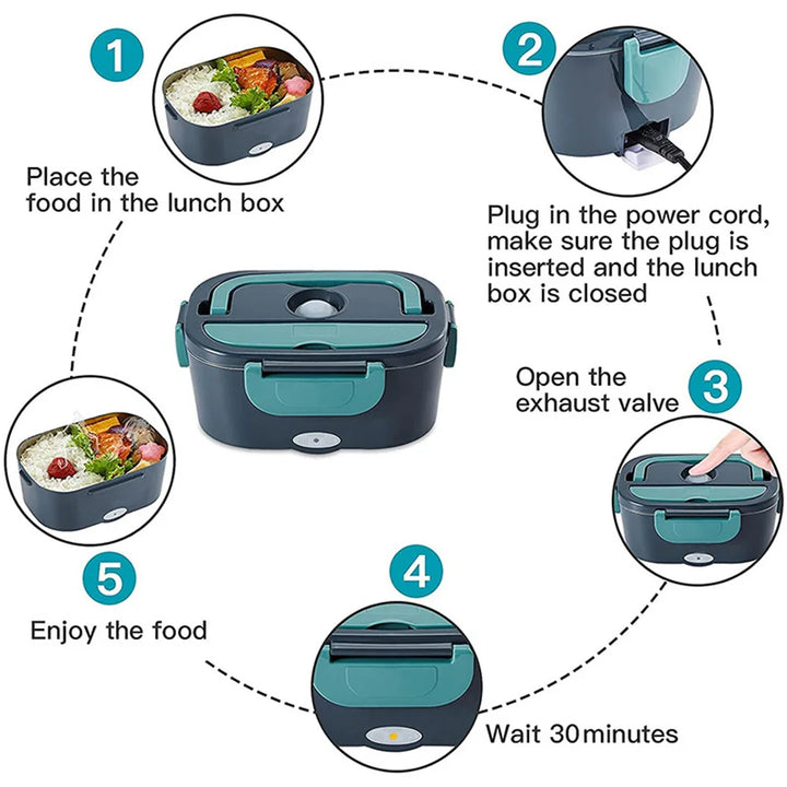 CALORA_ FreshPrep | 2-in-1 RVS Verwarmbare Lunchbox - 1.5L - voor onderweg