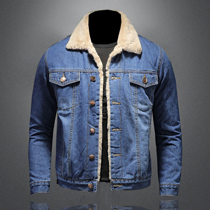 Stijlvolle Winter Fleece Dikke Denim Jas