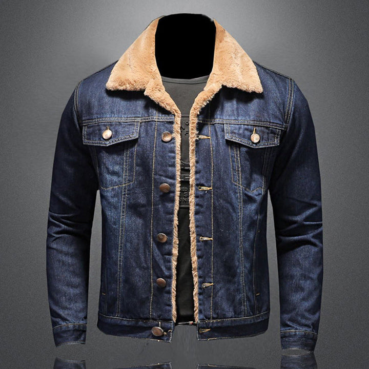 Stijlvolle Winter Fleece Dikke Denim Jas