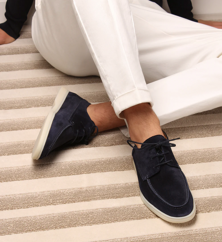 Vincenzo | Comfortabele Suede Leren Loafers witte zool