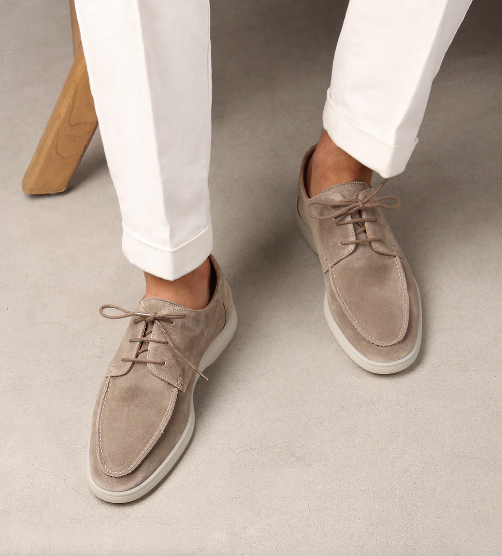 Vincenzo | Comfortabele Suede Leren Loafers witte zool