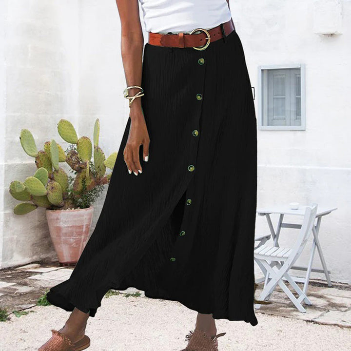 CALORA_ Ula - Maxi-rok met knoopsluiting