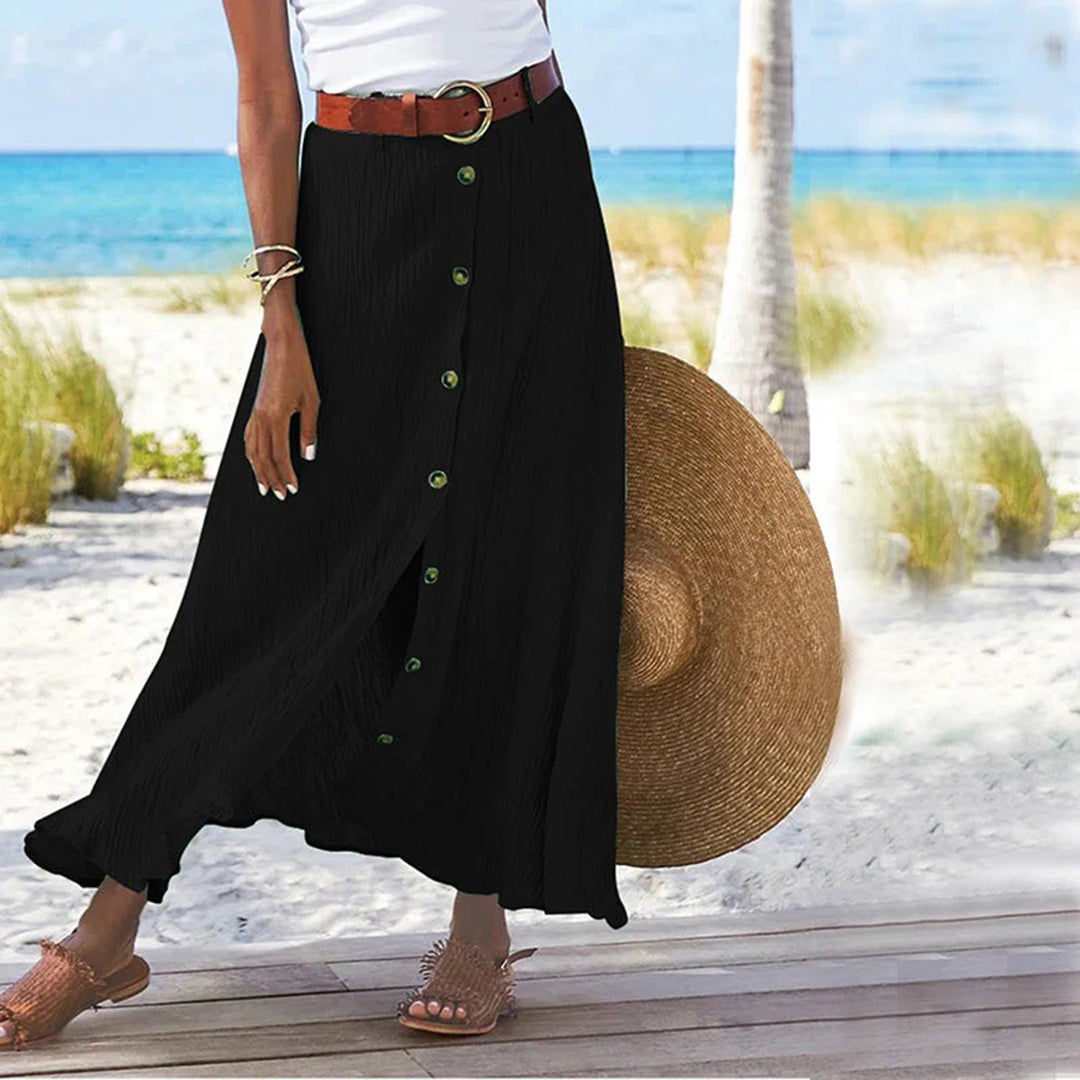 CALORA_ Ula - Maxi-rok met knoopsluiting