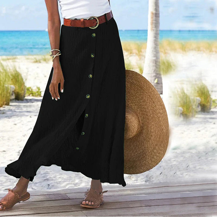 CALORA_ Ula - Maxi-rok met knoopsluiting