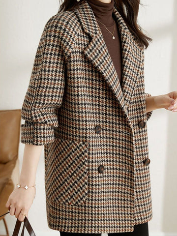 CALORA_ Lineva | Elegante Geruite Warme Jas voor dames