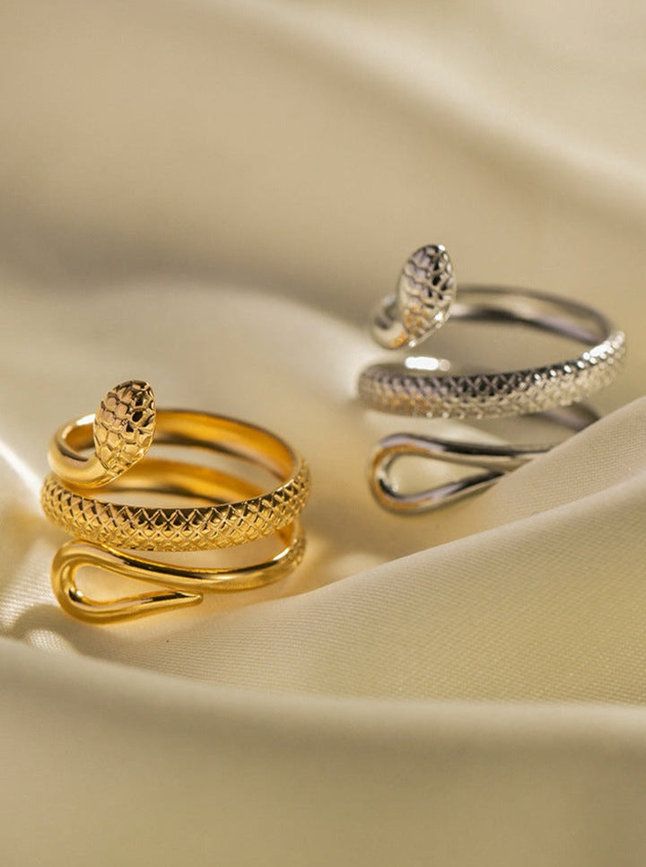 CALORA_ 18K Gouden Geplateerde RVS Slang Ontwerp Ring