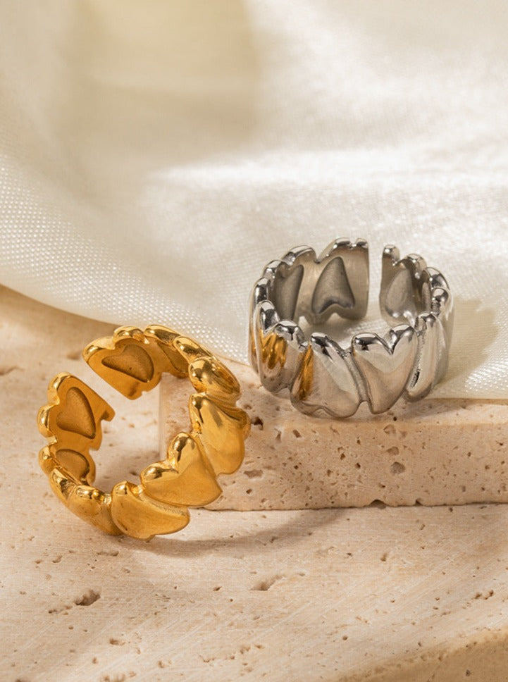 CALORA_ 18K Gouden RVS Liefde Open Ring