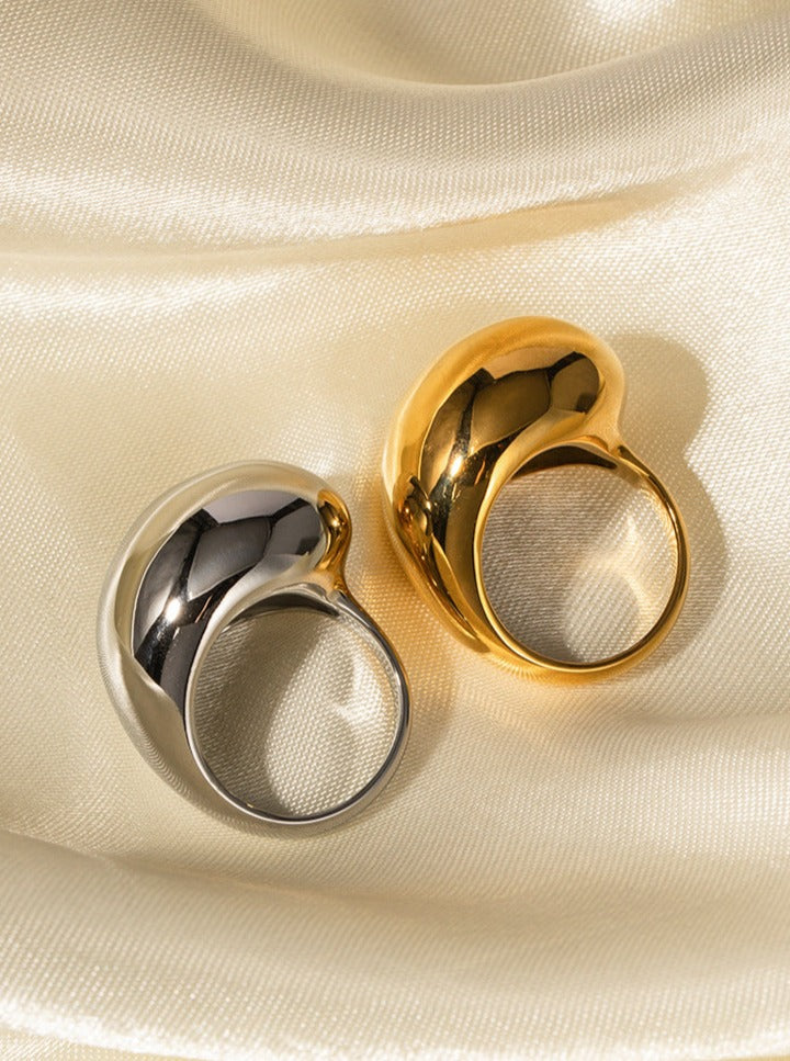CALORA_ 18K Gouden Roestvrijstalen Gesloten Ring