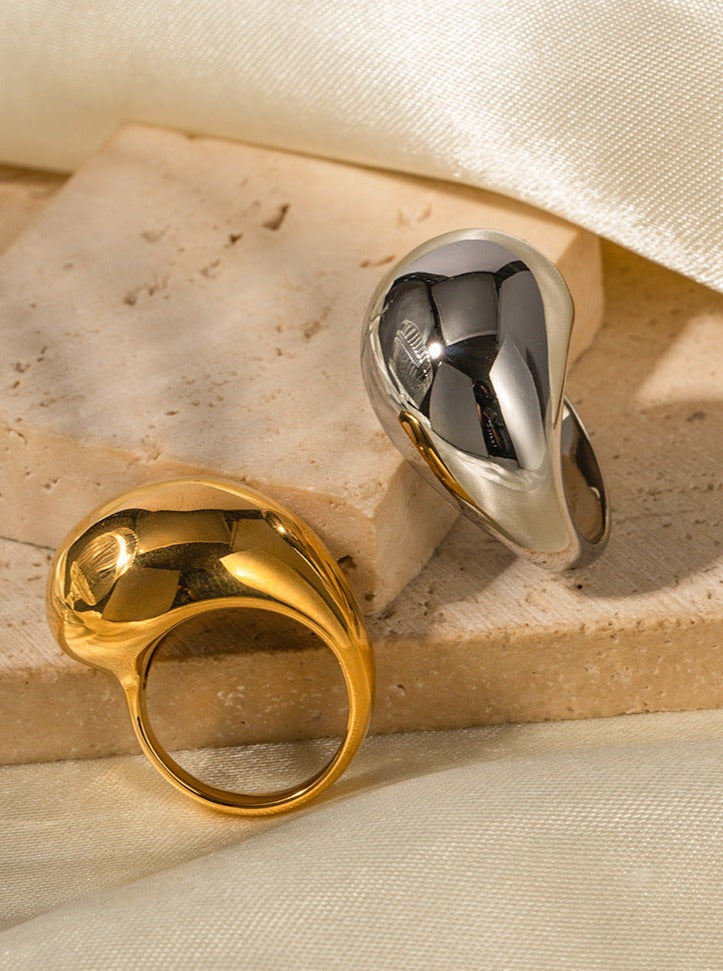 CALORA_ 18K Gouden Roestvrijstalen Gesloten Ring