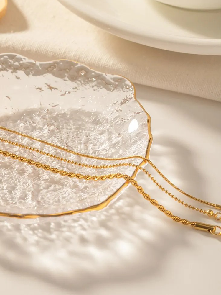 CALORA_ 3-Laagse Armbanden Set Goud voor Stijlvolle Looks