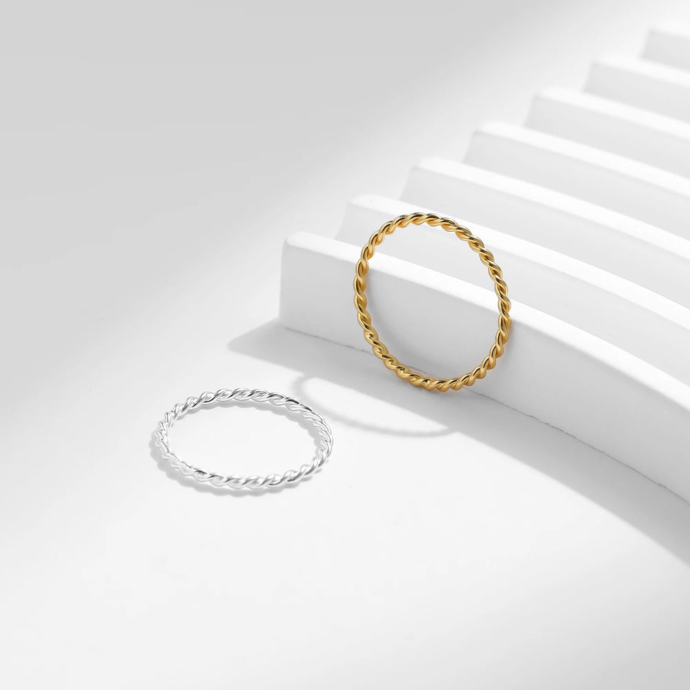 CALORA_ 925 Sterling Silver Minimalistische Draaibare Stapelbare Mode Ring