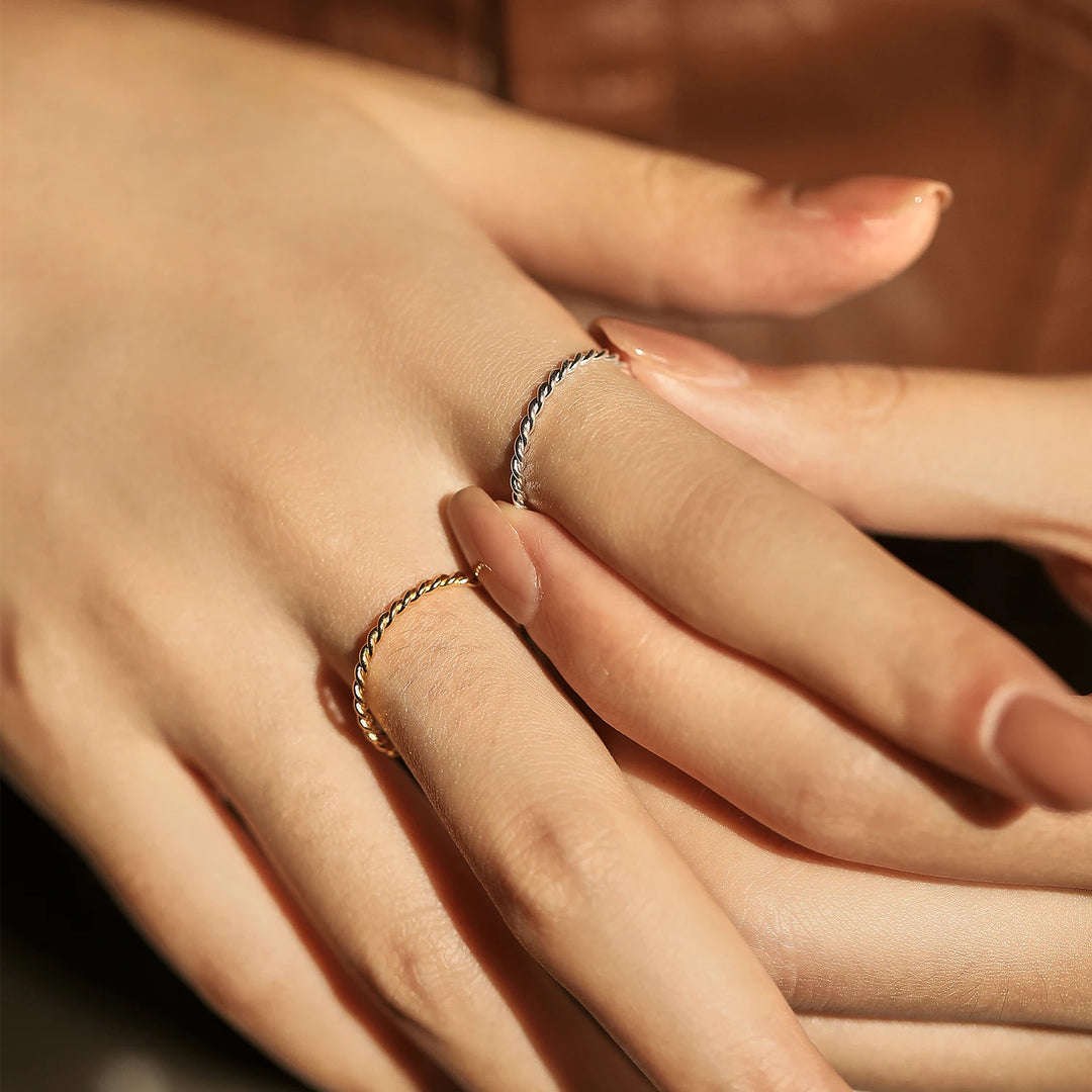CALORA_ 925 Sterling Silver Minimalistische Draaibare Stapelbare Mode Ring