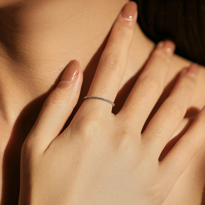CALORA_ 925 Sterling Silver Minimalistische Draaibare Stapelbare Mode Ring