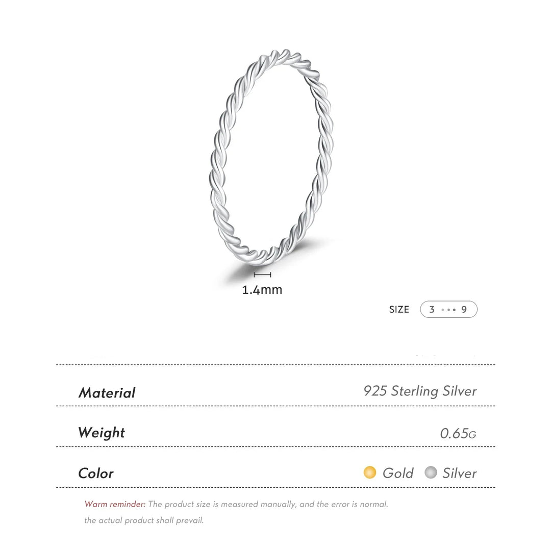 CALORA_ 925 Sterling Silver Minimalistische Draaibare Stapelbare Mode Ring