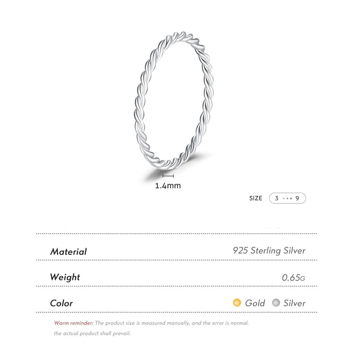CALORA_ 925 Sterling Silver Minimalistische Draaibare Stapelbare Mode Ring