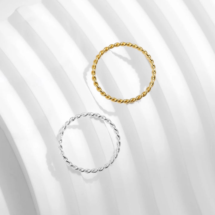 CALORA_ 925 Sterling Silver Minimalistische Draaibare Stapelbare Mode Ring