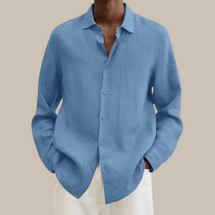 CALORA_ linnen overhemd | Klassieke stijlvol heren blouse in linnen-look met lange mouwen