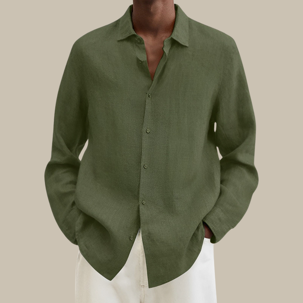CALORA_ linnen overhemd | Klassieke stijlvol heren blouse in linnen-look met lange mouwen