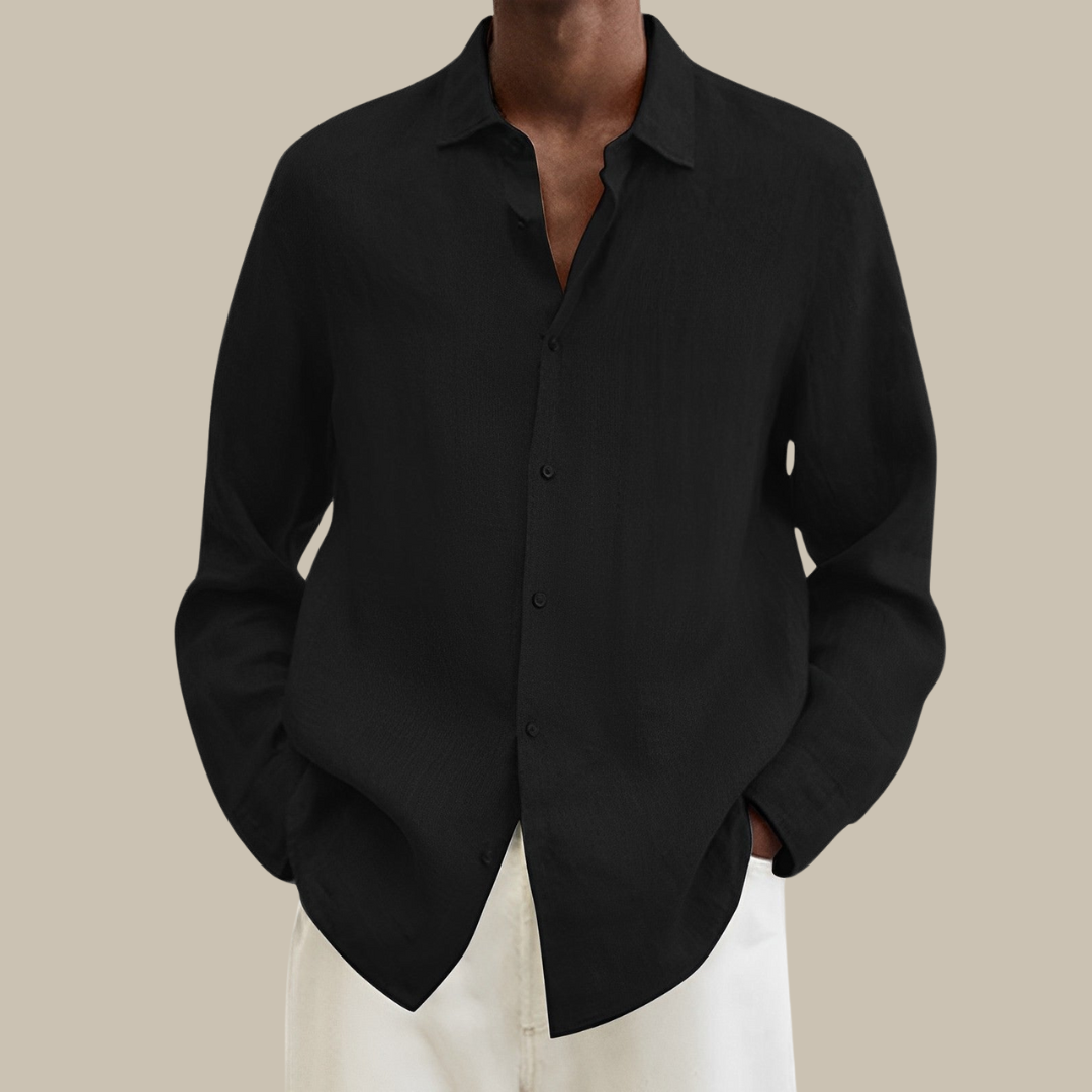 CALORA_ linnen overhemd | Klassieke stijlvol heren blouse in linnen-look met lange mouwen