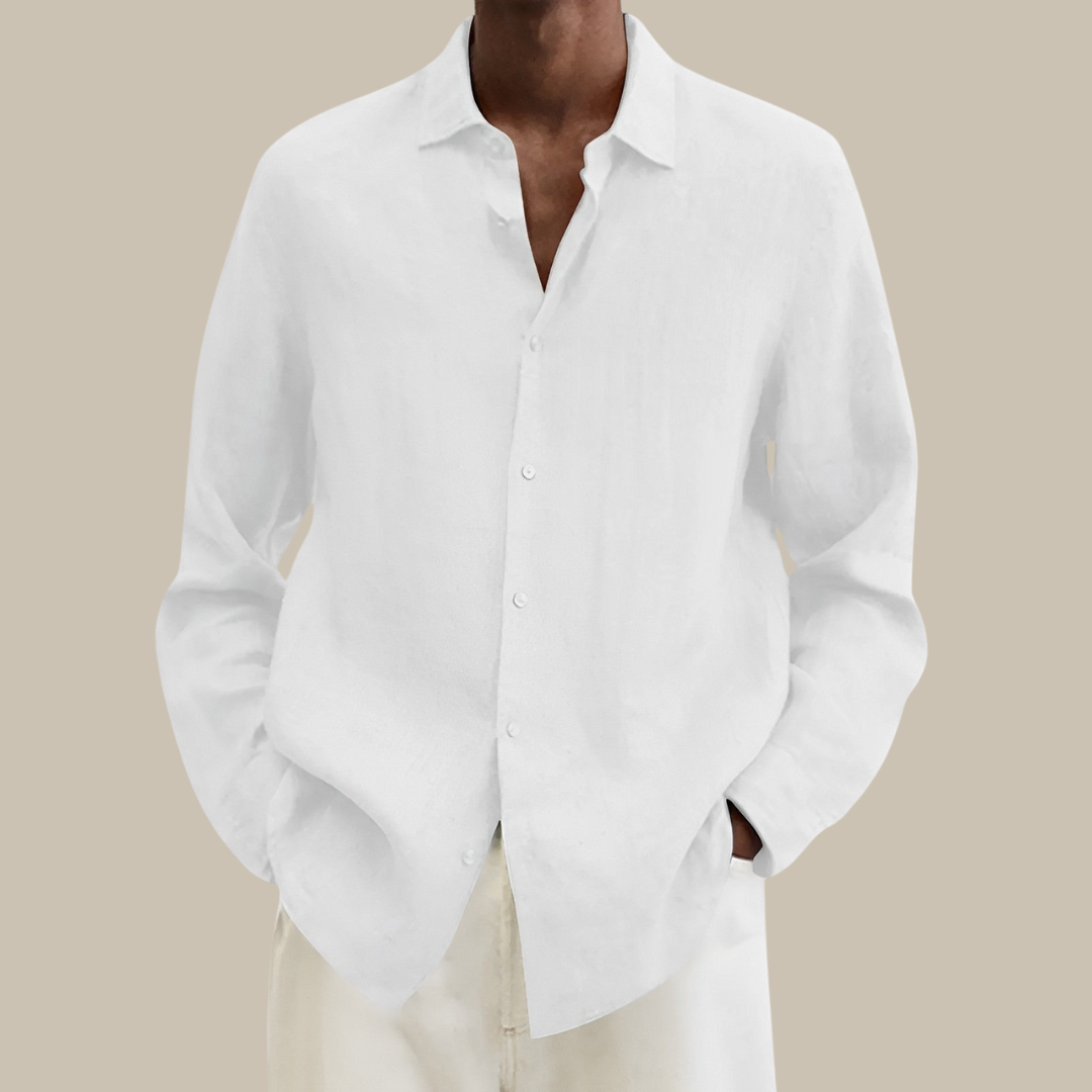 CALORA_ linnen overhemd | Klassieke stijlvol heren blouse in linnen-look met lange mouwen