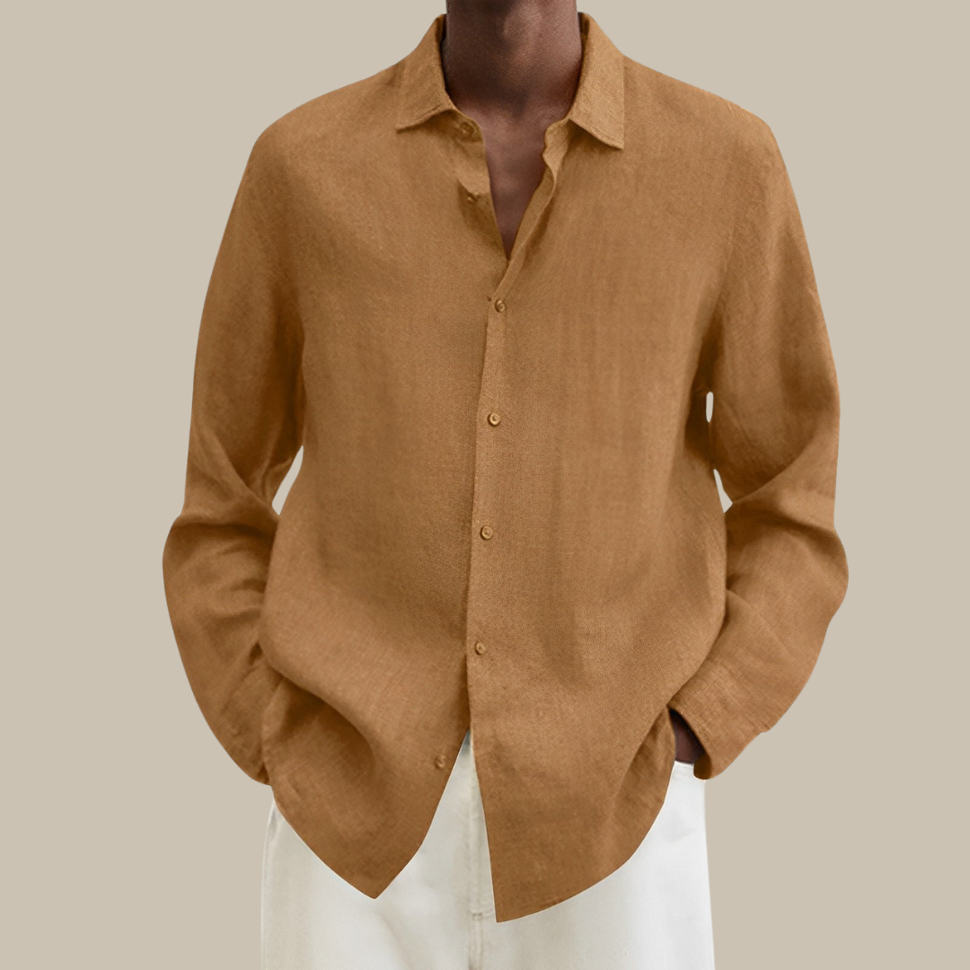 CALORA_ linnen overhemd | Klassieke stijlvol heren blouse in linnen-look met lange mouwen