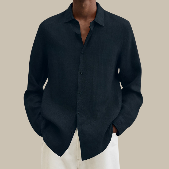 CALORA_ linnen overhemd | Klassieke stijlvol heren blouse in linnen-look met lange mouwen