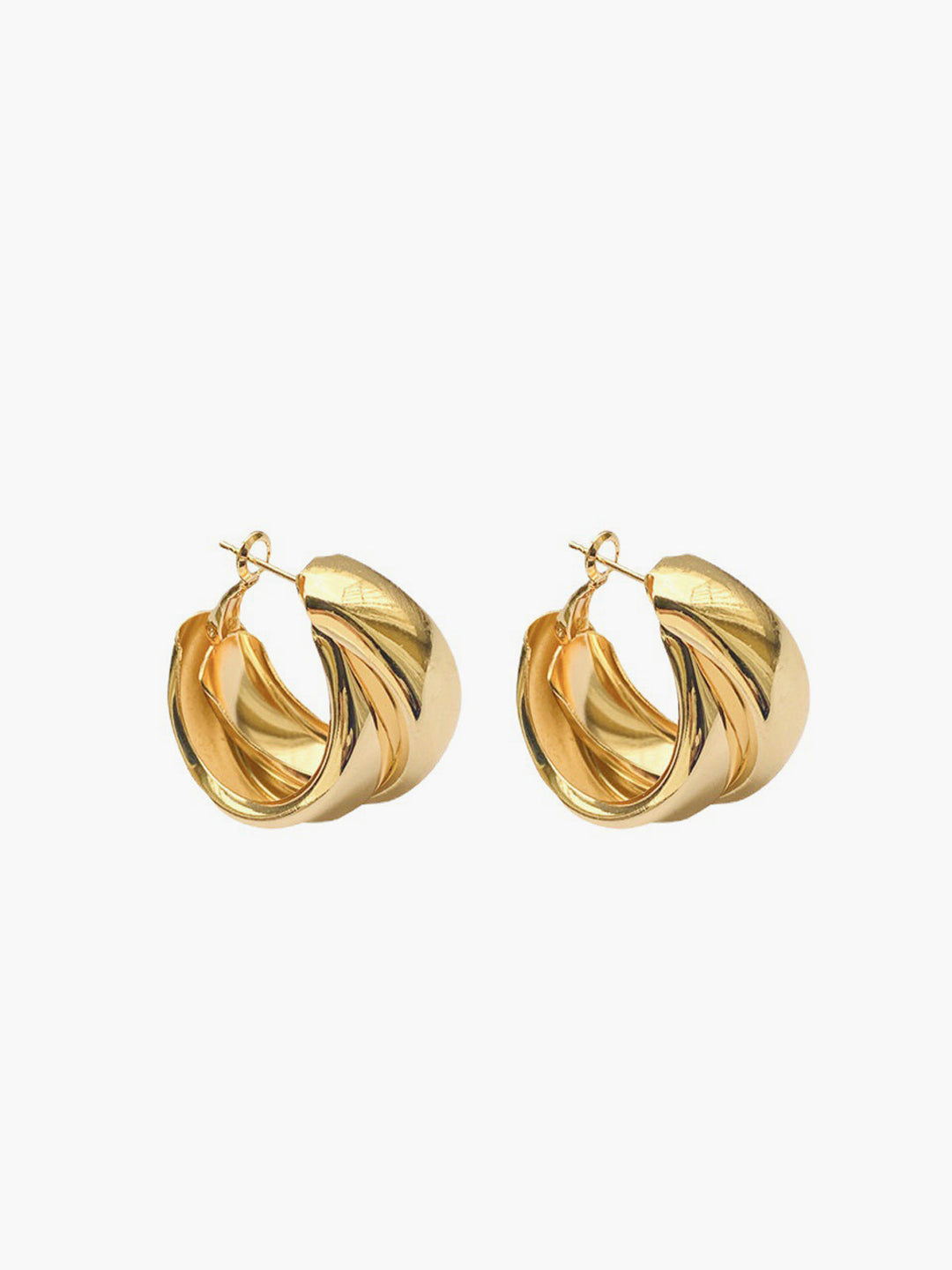 CALORA_ Alani | Chunky dubbele Gouden Hoepel Oorbellen