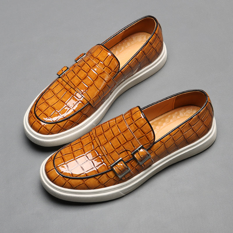 CALORA_ Alessandro | Trendy dubbele gesp loafers met witte zool