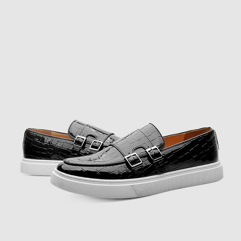 CALORA_ Alessandro | Trendy dubbele gesp loafers met witte zool
