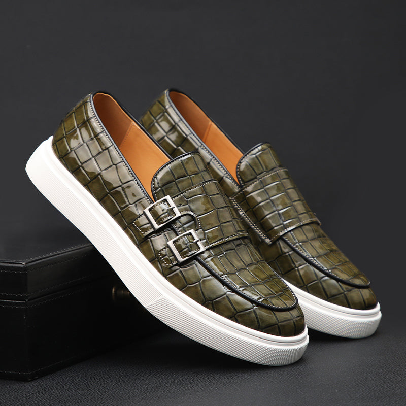 CALORA_ Alessandro | Trendy dubbele gesp loafers met witte zool