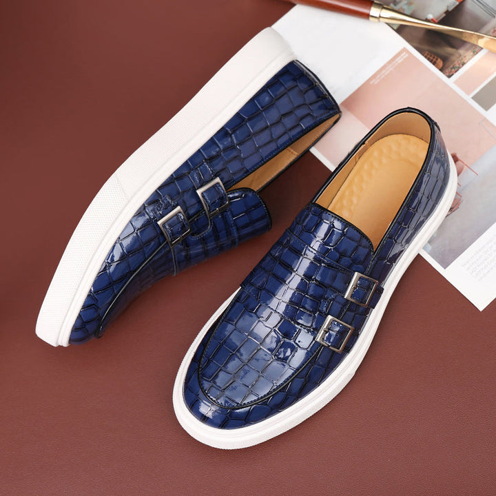 CALORA_ Alessandro | Trendy dubbele gesp loafers met witte zool
