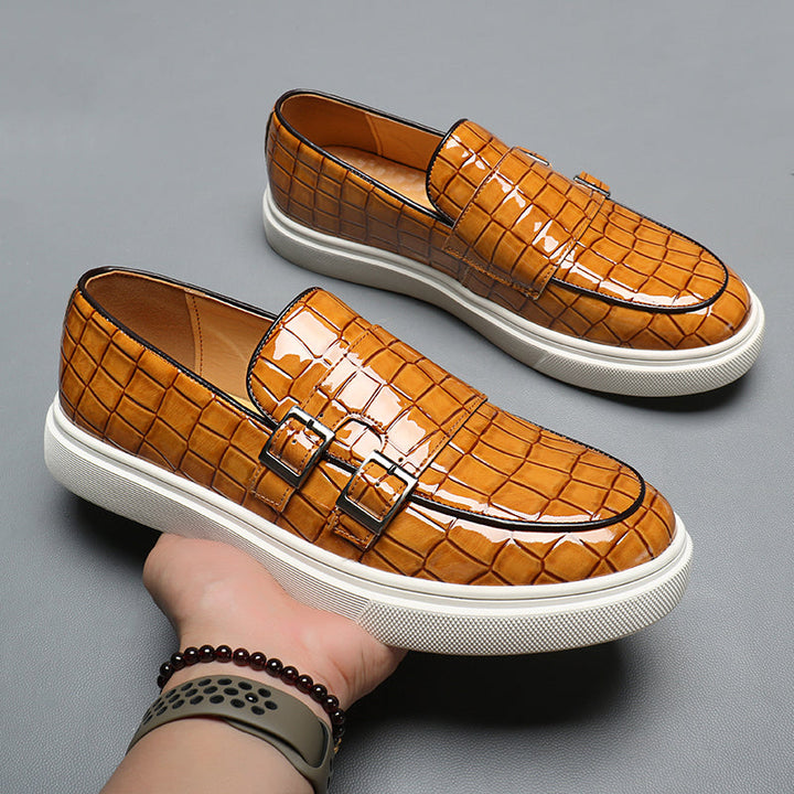 CALORA_ Alessandro | Trendy dubbele gesp loafers met witte zool