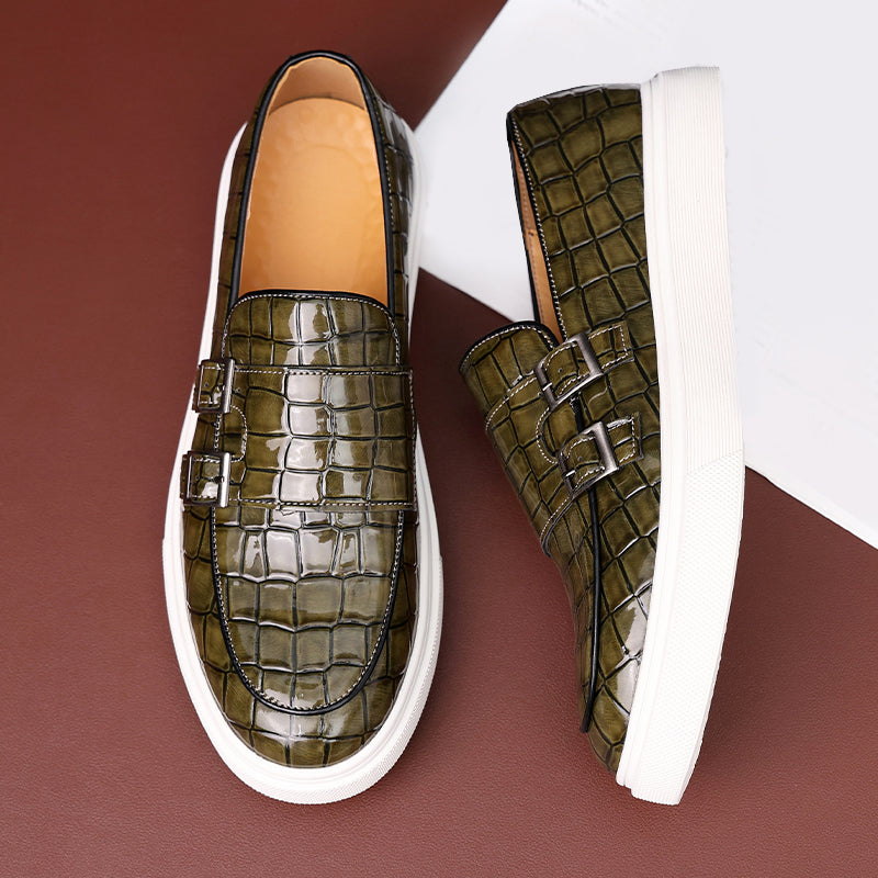CALORA_ Alessandro | Trendy dubbele gesp loafers met witte zool