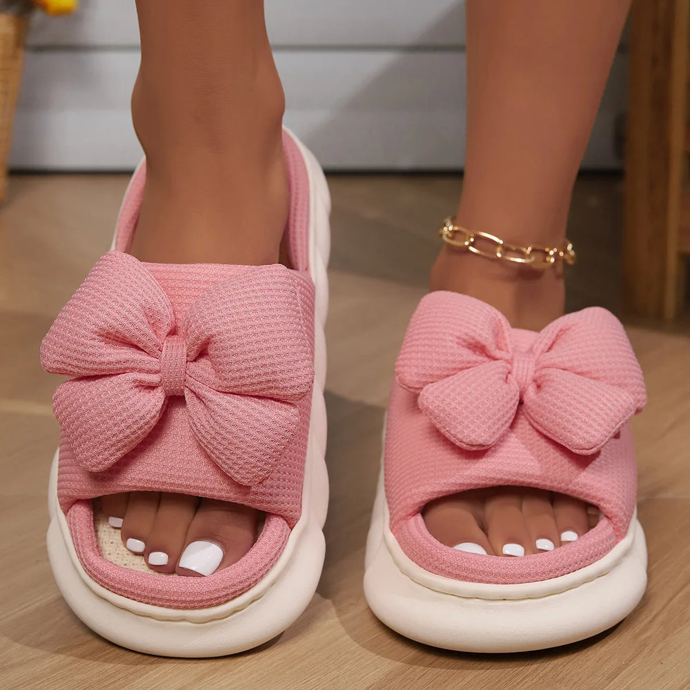 CALORA_ Amory | Chique Dikke Zool en Anti-Slip Slippers met strik