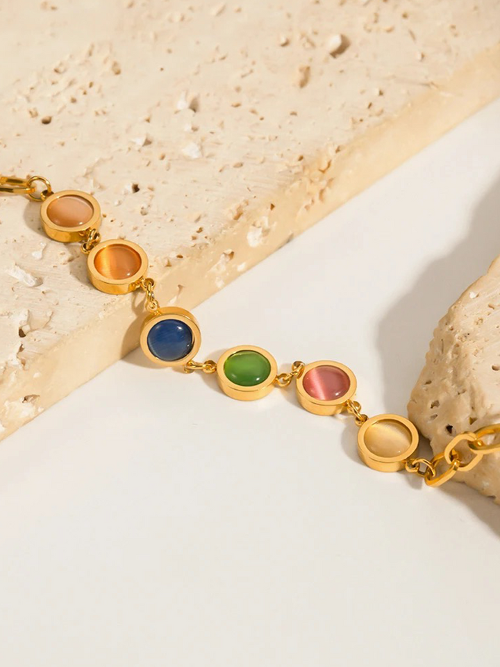 CALORA_ Armband Met Steen Gekleurd in Roestvrij Staal en Goud
